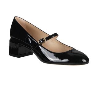 Stuart Weitzman Gabby Block Heel Mary Jane – Black Patent (NIB) 38.5 EU /8B US